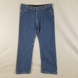 Wrangler Authentics Jeans Mens 42x30 Blue Denim Straight Leg Stretch 5-Pocket